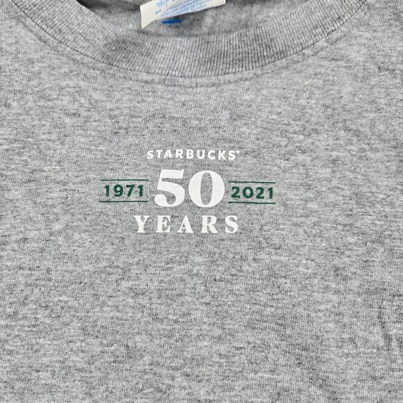 Starbucks 50th Anniversary 1971-2021 Employee Gray T-Shirt Size Medium - Picture 3 of 6